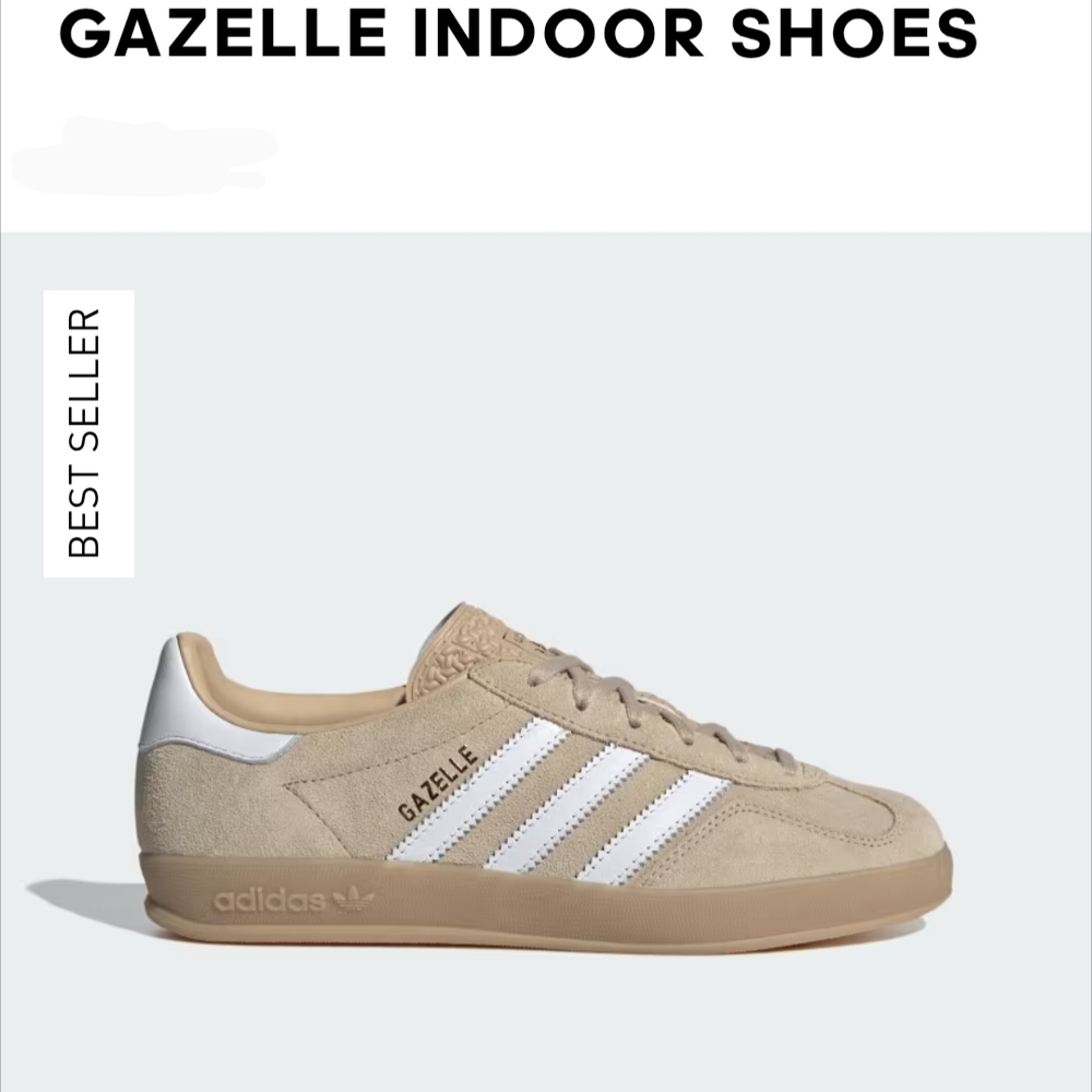 UNISEX Adidas Gazelle Indoor Shoes - Tan and White